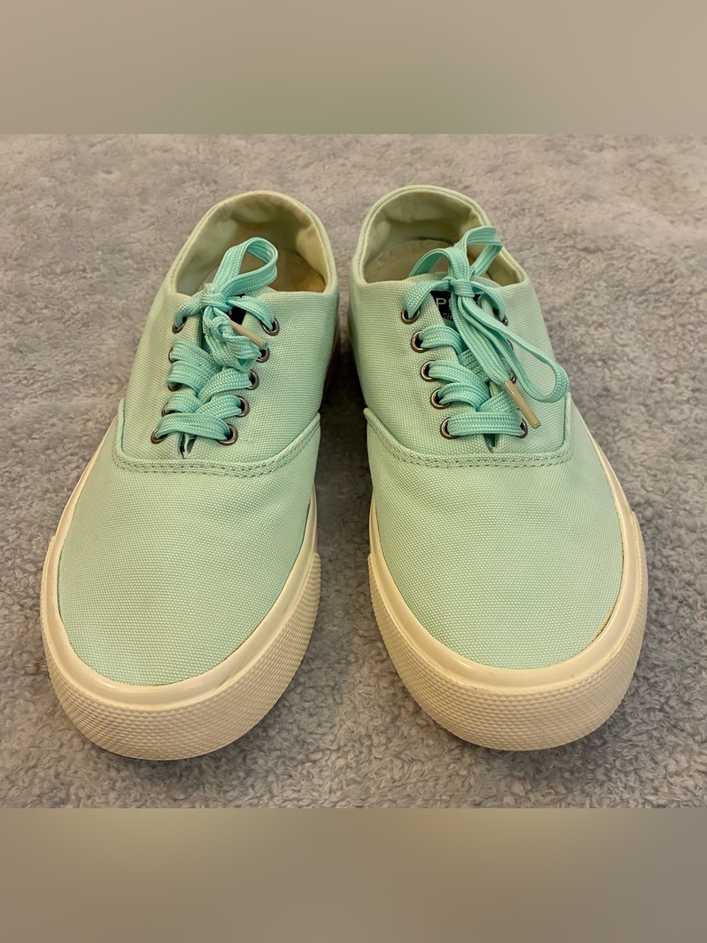 Women’s Sperry Casual Lace-Up Canvas Sneakers in Mint Green